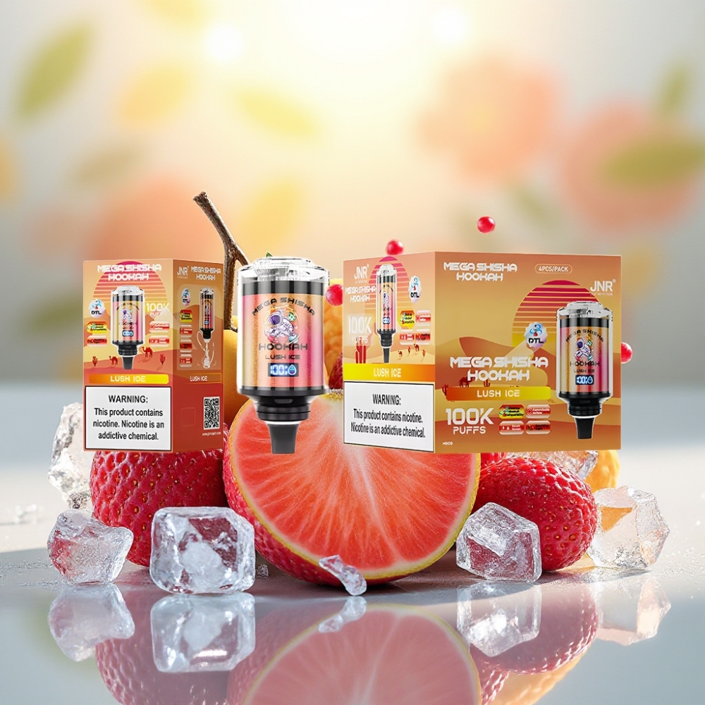 JNR Mega Shisha Hookah 100K شاشة ذكية سعة 60ml بنكهة لوش آيس