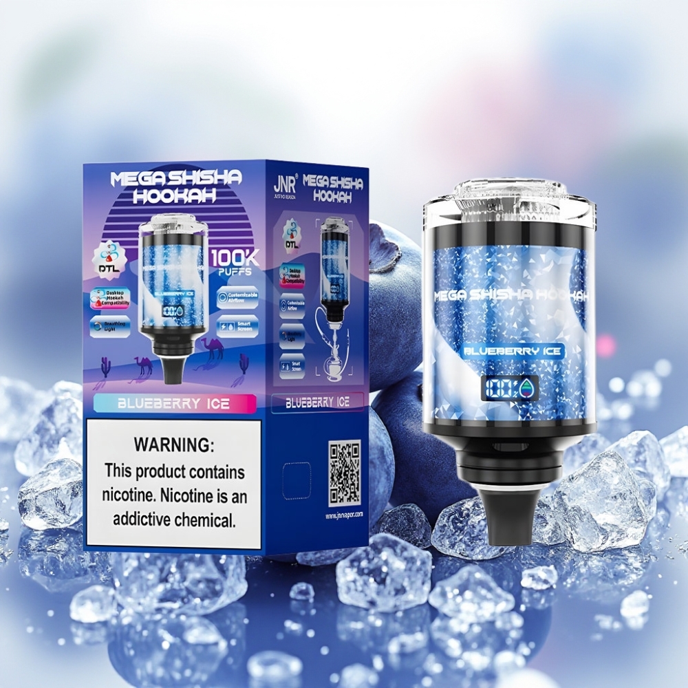JNR Mega Shisha Hookah 100K شاشة ذكية توت أزرق مثلج توافق مع سطح المكتب