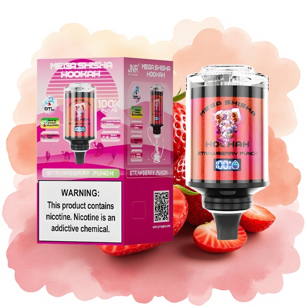 JNR Mega Shisha Hookah 100K شريحة فراولة شاشة ذكية