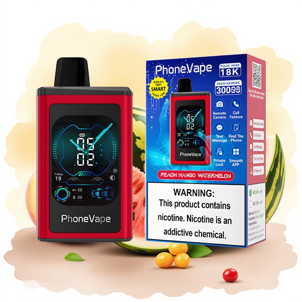 JNR PhoneVape 30000 نفخة بخار قابل لإعادة الشحن بطارية 850mAh نكهة خوخ مانجو بطيخ