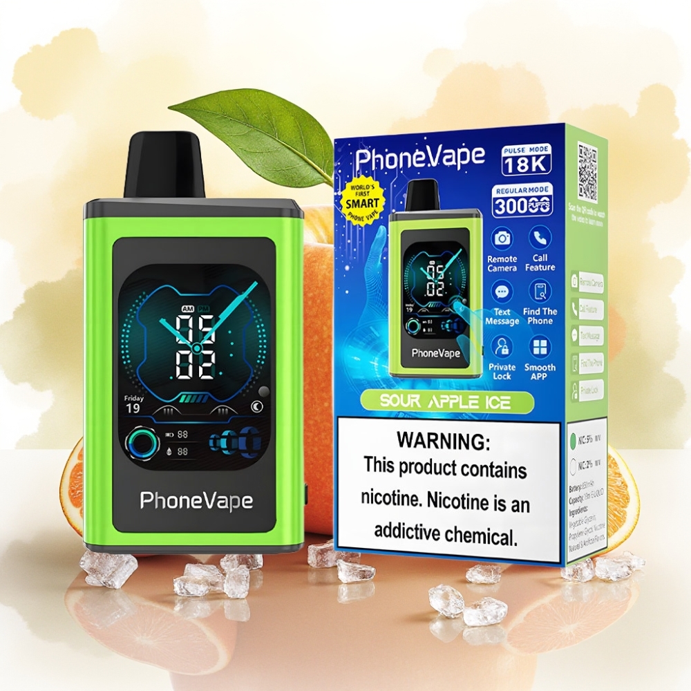 JNR PhoneVape 30000 نفخة بطارية 850mAh شاحن Type-C تفاحة حامضة مثلجة