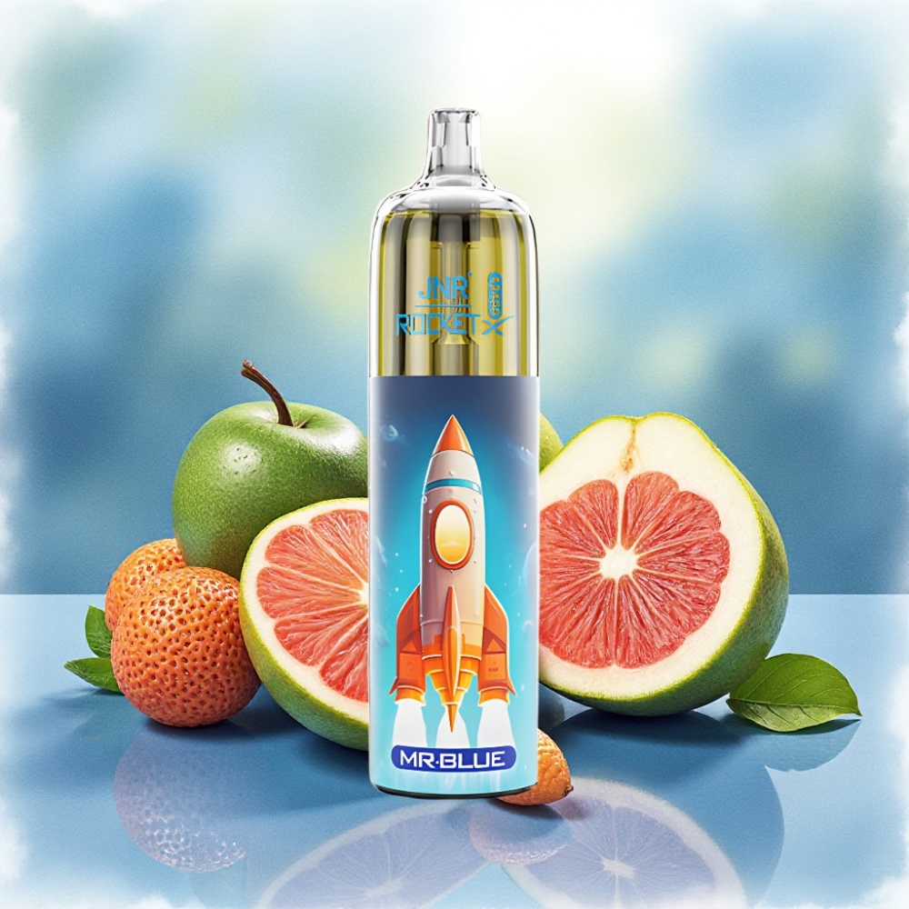 JNR Rocket-X 12400 نفخة سيجارة إلكترونية ذات تدفق هواء قابل للتعديل وبطارية 850mAh بنكهة السيد أزرق