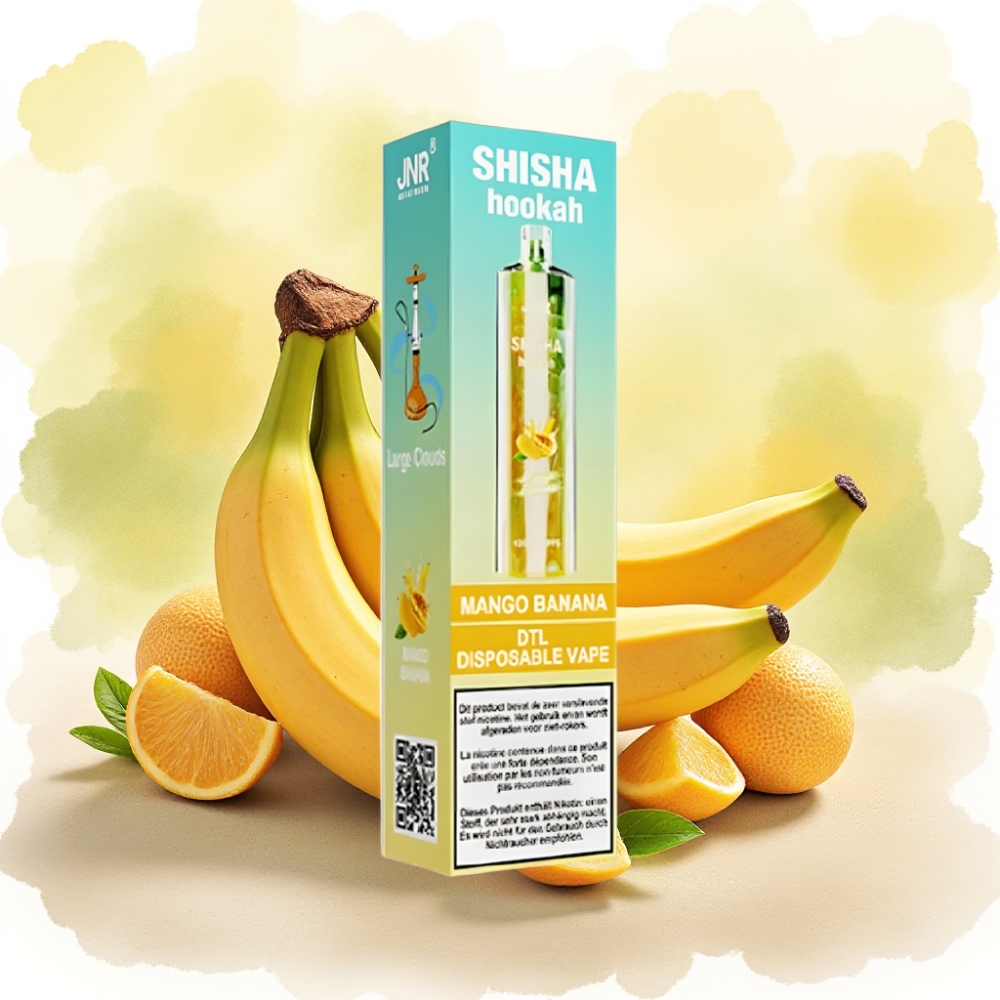 JNR Shisha Hookah 12000 نفخة بنكهة المانجو الموز – 750mAh بطارية – 24ml سعة