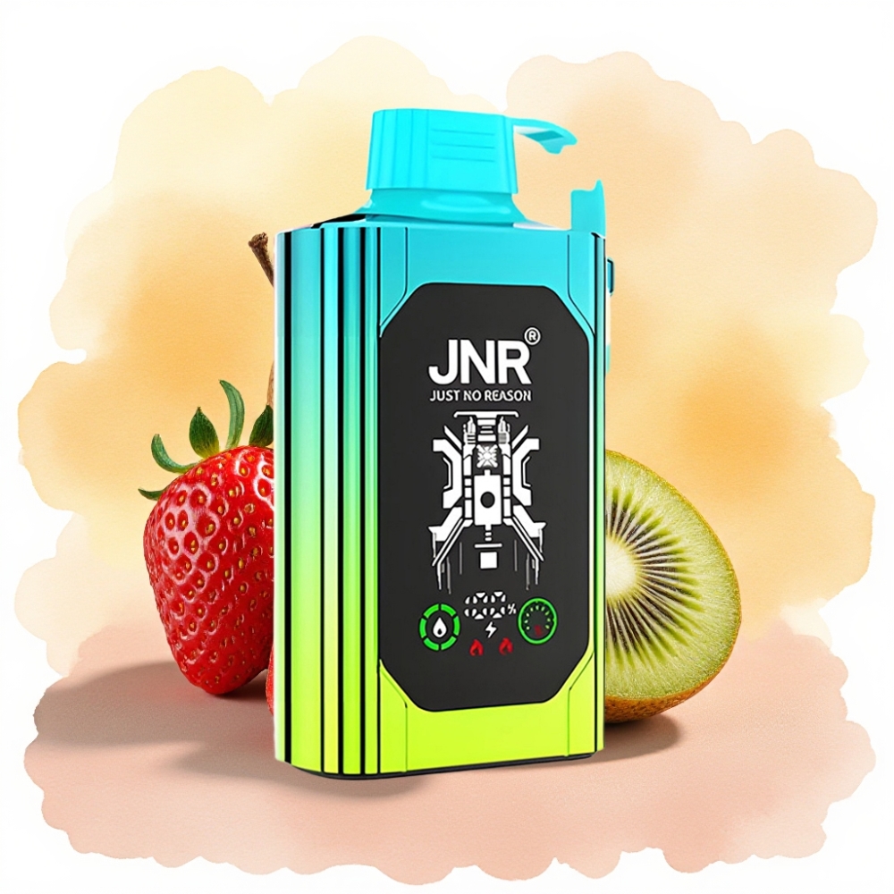 JNR Shisha Hookah Box 20500 نفخة - شاشة عالية الدقة - فراولة كيوي - 25مل - شبكة مزدوجة
