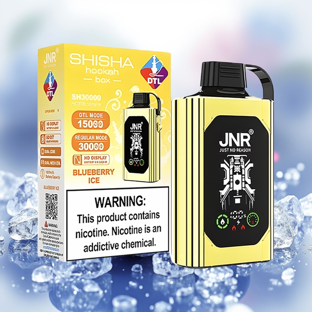 JNR Shisha Hookah Box 20500 نفخة شاشة HD بطارية 1000mAh توت أزرق مثلج