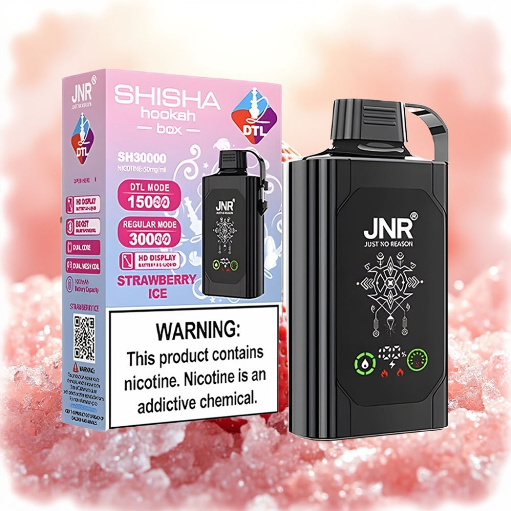 JNR Shisha Hookah Box 20500 نفخة - فراولة آيس - شاشة HD - بطارية 1000mAh