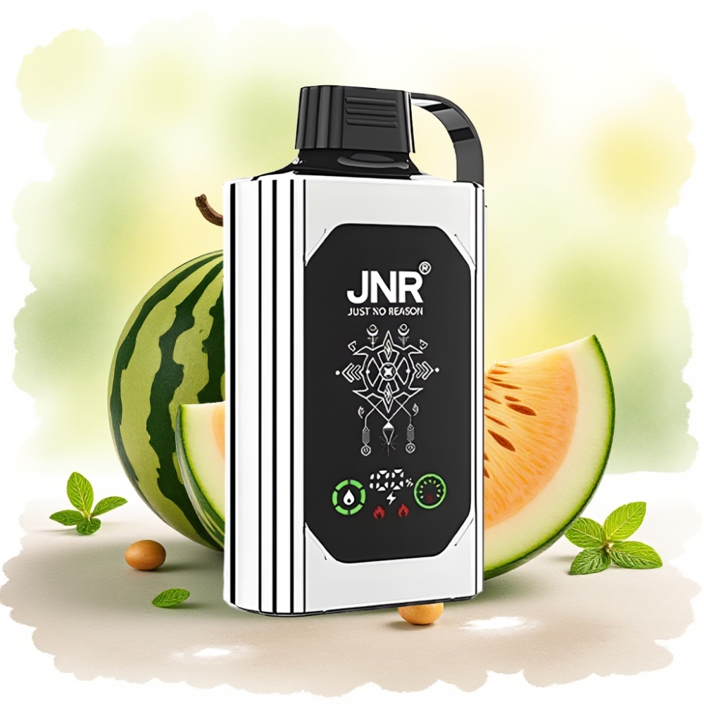 JNR Shisha Hookah Box 20500 نفخة شاشة HD بطارية 1000mAh بنكهة البطيخ المزدوج بالنعناع