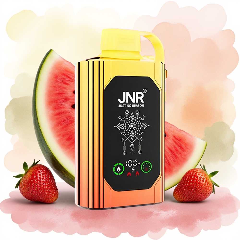 JNR Shisha Hookah Box 20500 نفخة شريكان بطيخ فراولة بنكهة علكة، شاشة HD، 25مل، 1000مللي أمبير