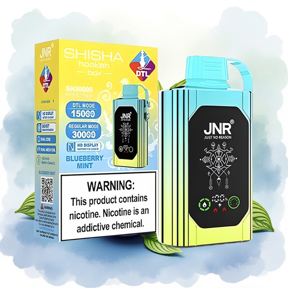 JNR Shisha Hookah Box 20500 نفخة بشاشة HD ونكهة بلوبيري نعناع