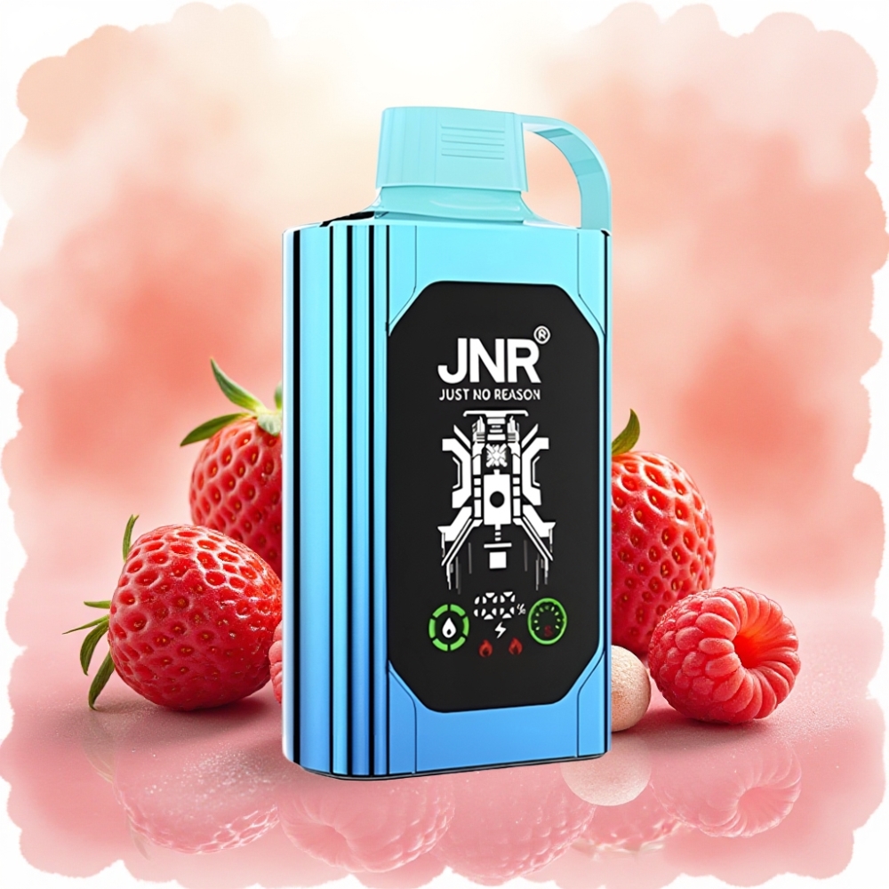 JNR Shisha Hookah Box 20500 نفخة بشاشة HD وطعم فراولة توت بالحلوى وشاحن Type-C