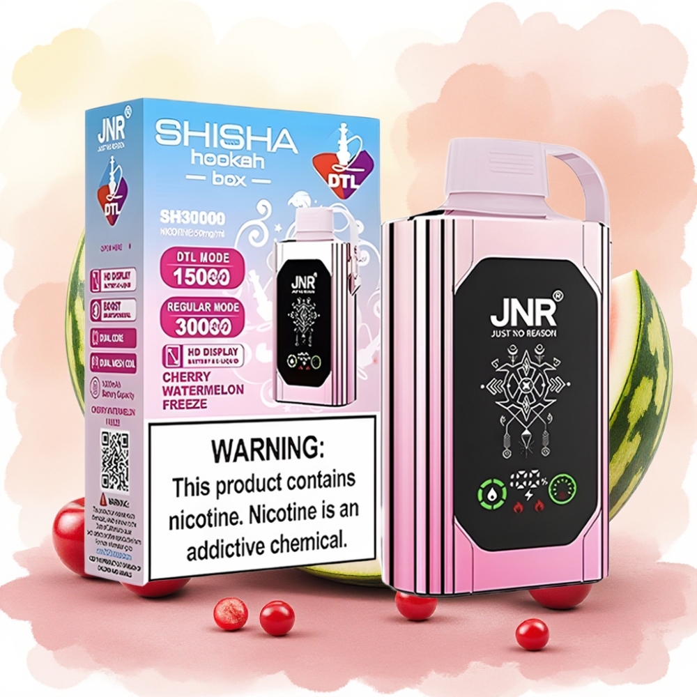 JNR Shisha Hookah Box 20500 نفخة شيري بطيخ مجمد شاشة عالية الدقة شحن سريع نوع سي