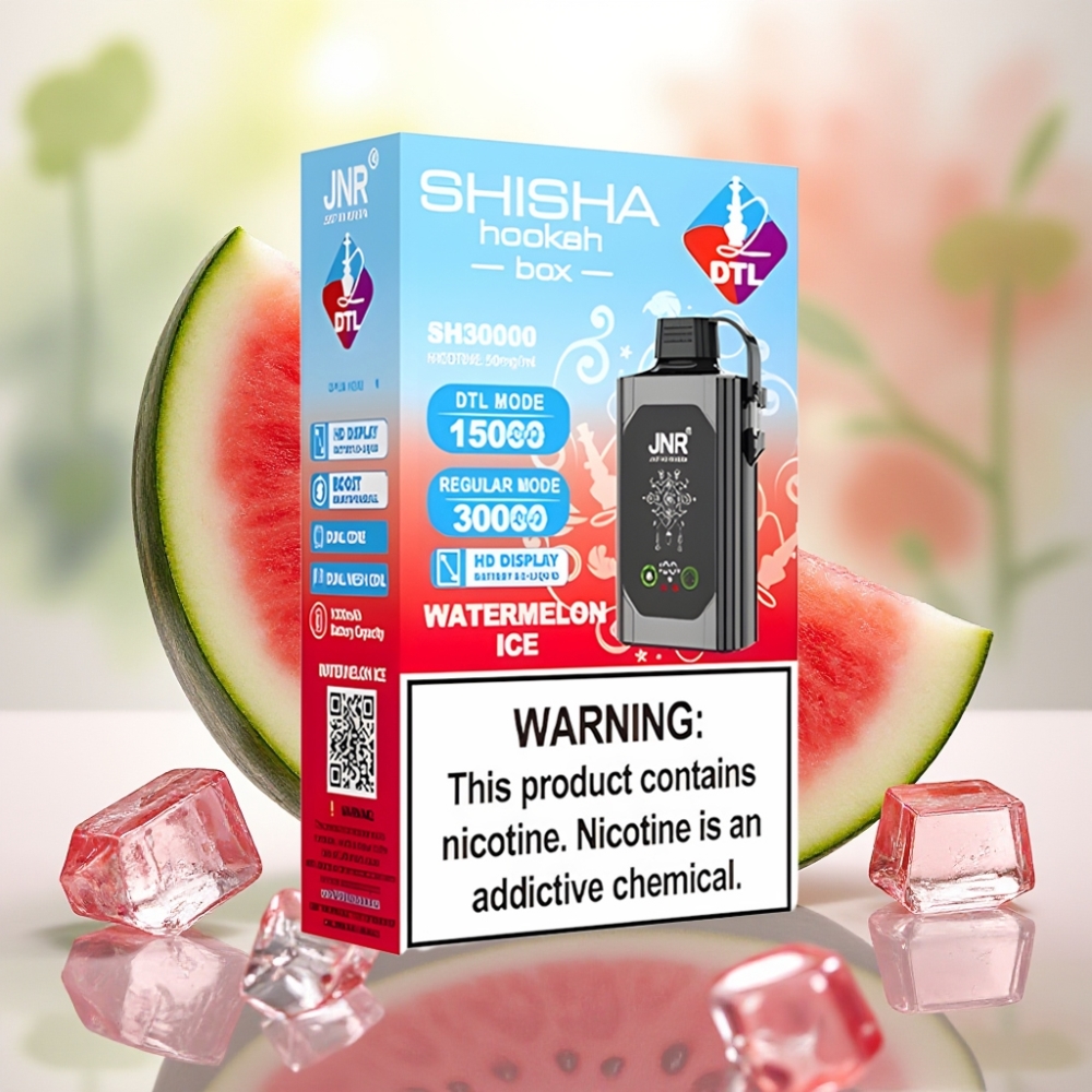 JNR Shisha Hookah Box 20500 نفخة بنكهة البطيخ المثلج شاشة عالية الدقة شحن سريع Type-C