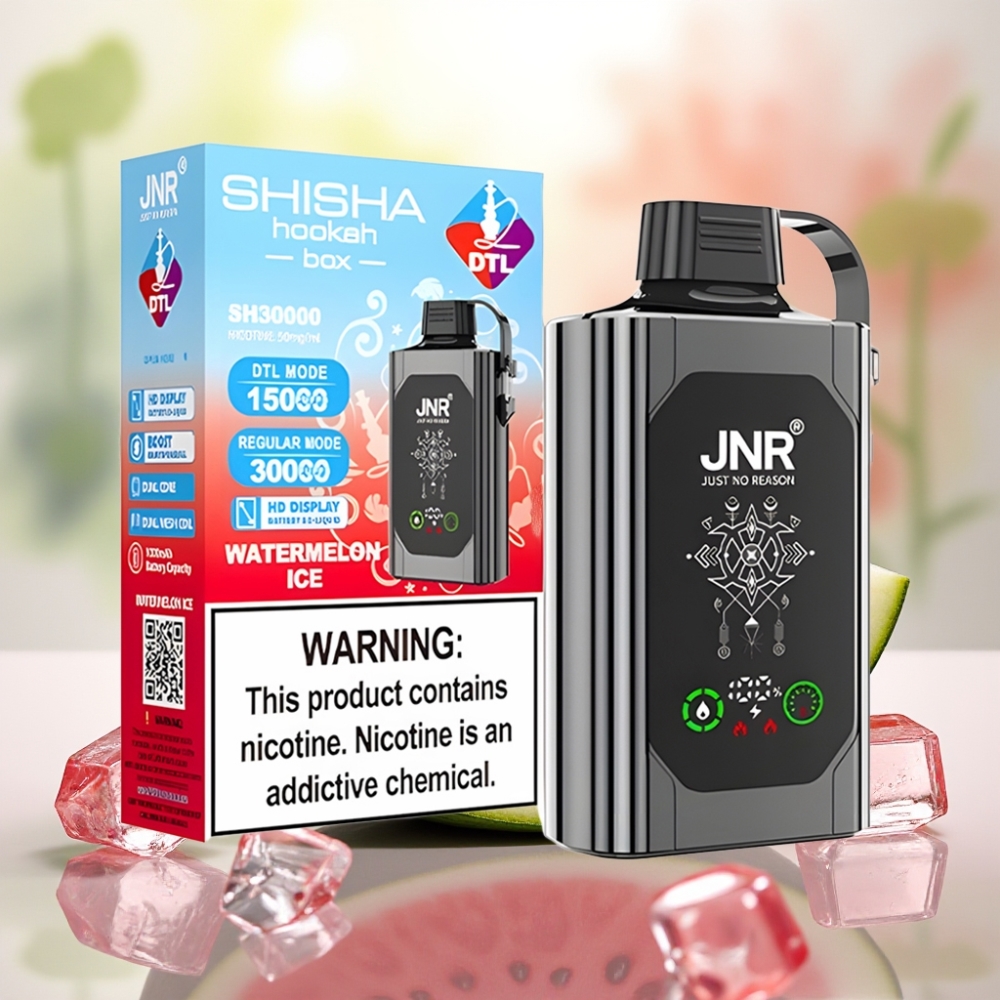 JNR Shisha Hookah Box 20500 نفخة بنكهة البطيخ المثلج شاشة عالية الدقة شحن سريع Type-C