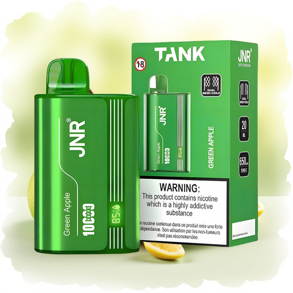JNR Tank 10000 Puffs 20ml تفاحة خضراء خوخ كمثرى شاحن Type-C