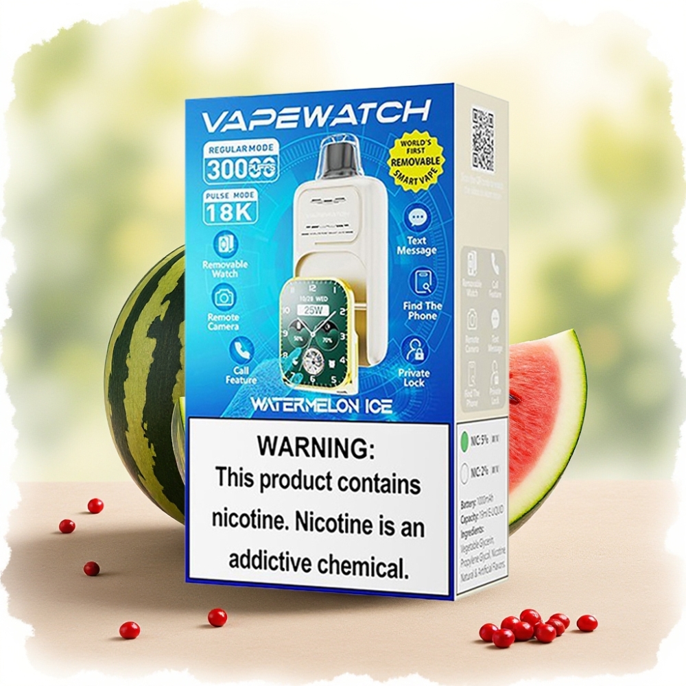 JNR VapeWatch 30000 نفخة بطارية 1000mAh سعة 19mL بنكهة بطيخ مثلج