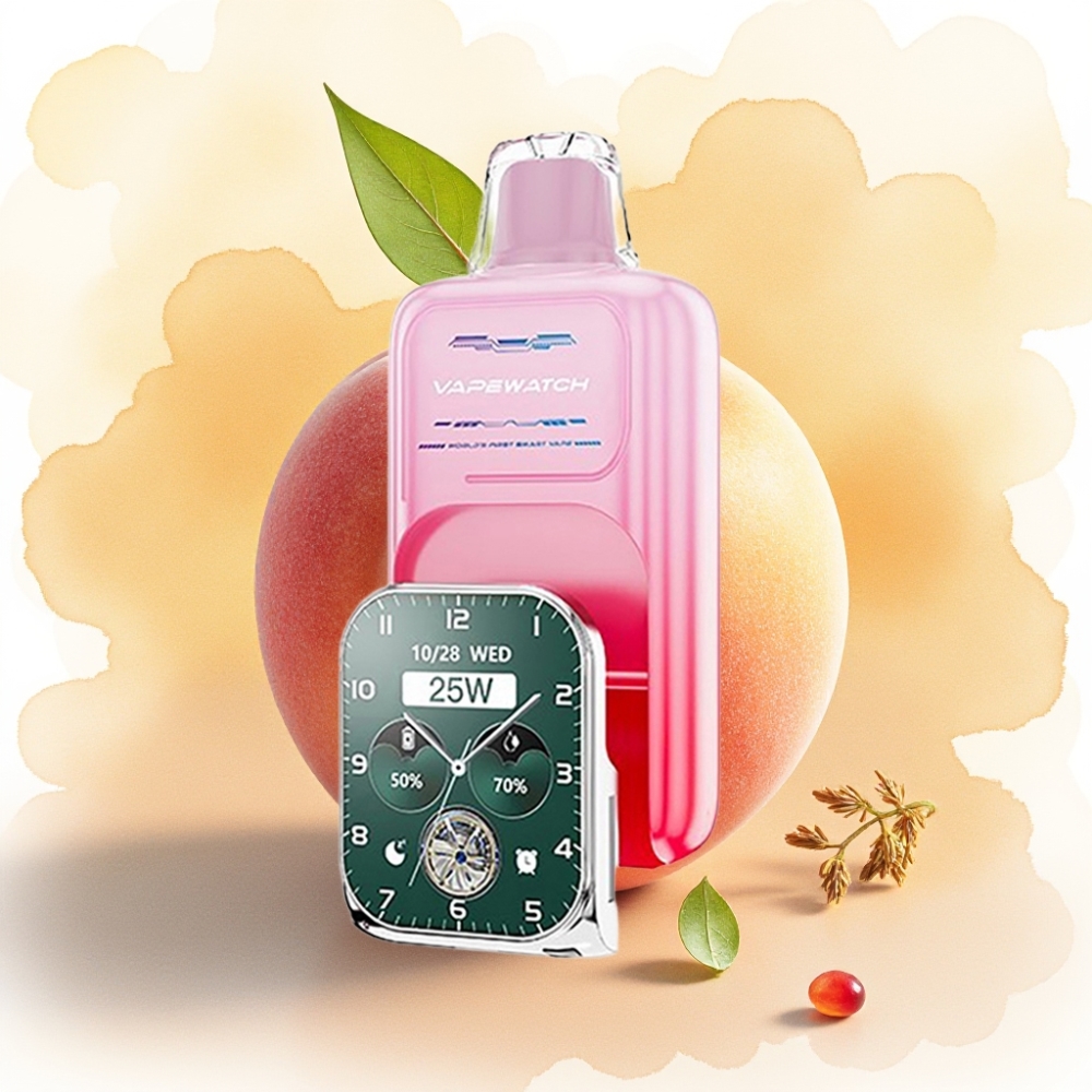 JNR VapeWatch 30000 نفخة بطارية 1000mAh سعة 19mL خوخ جورجيا