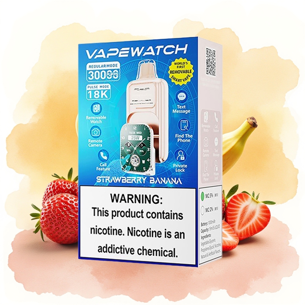 JNR VapeWatch 30000 نفخة بسعة 19مل ونيكوتين 5% بنكهة الفراولة والموز