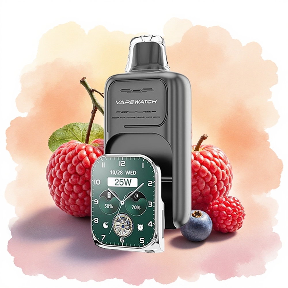 JNR VapeWatch 30000 نفخة بنكهة التوت الثلاثي وشاحن Type-C وسعة بطارية 1000mAh