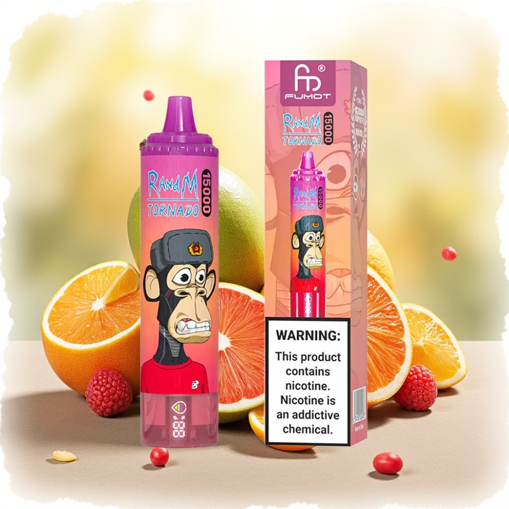 RandM Fumot Tornado 15000 Puffs فاكهة التنين 25ml شبكة 0.9 أوم شاشة LCD