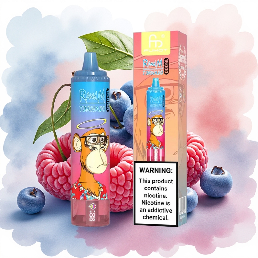 RandM Fumot Tornado 15000 Puffs 25ml 850mAh توت أزرق كرز