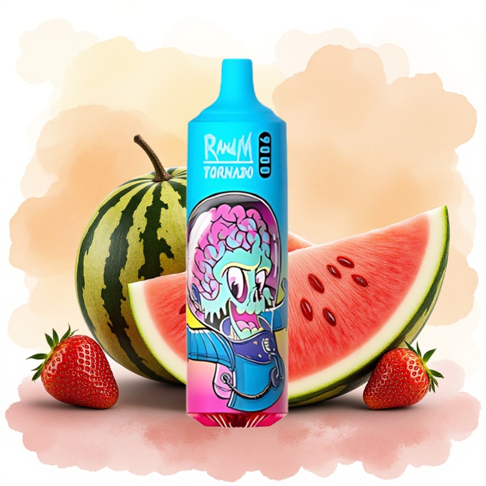 RandM Fumot Tornado 9000 Puffs شريحة شبكية 18 مل فراولة بطيخ