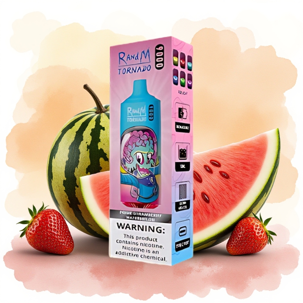 RandM Fumot Tornado 9000 Puffs شريحة شبكية 18 مل فراولة بطيخ