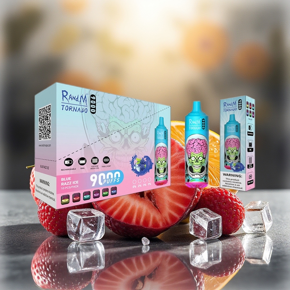 RandM Fumot Tornado 9000 Puffs 850mAh شيشة نكهة التنين الأسود الجليد