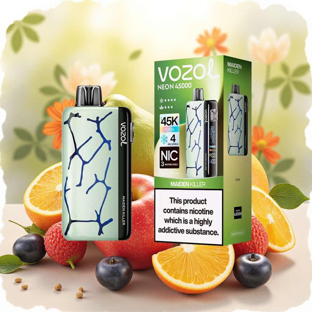 Vozol Neon 45000 نفخة سيجارة إلكترونية - 20 مل - 50 مجم - شبكة معدنية - قاتل العذراء