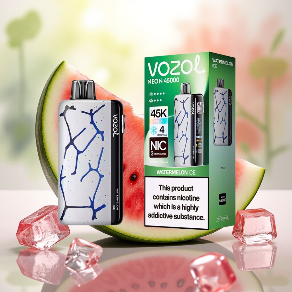 Vozol Neon 45000 نفخة متاح سيجارة إلكترونية بطارية 800 مللي أمبير بنكهة البطيخ المثلج