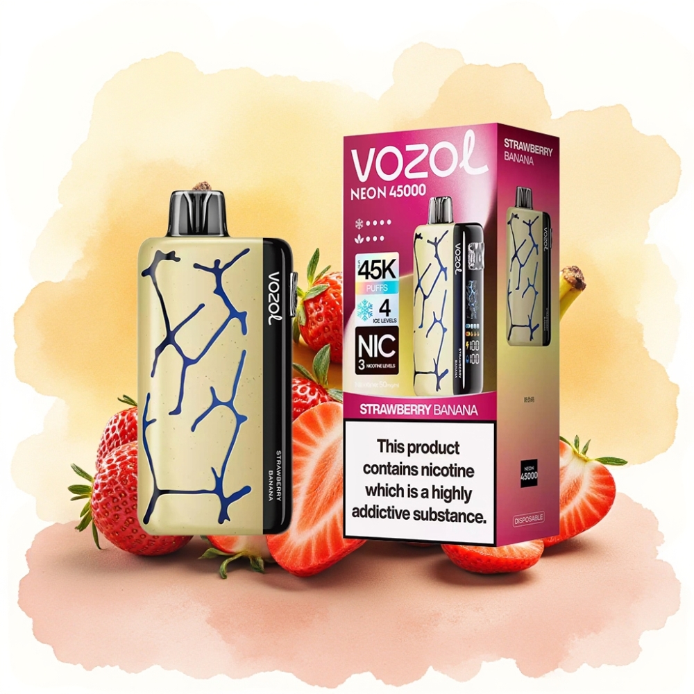 Vozol Neon 45000 نفخة ستروبيري موز مع تبريد قابل للتعديل وشبكة ملف